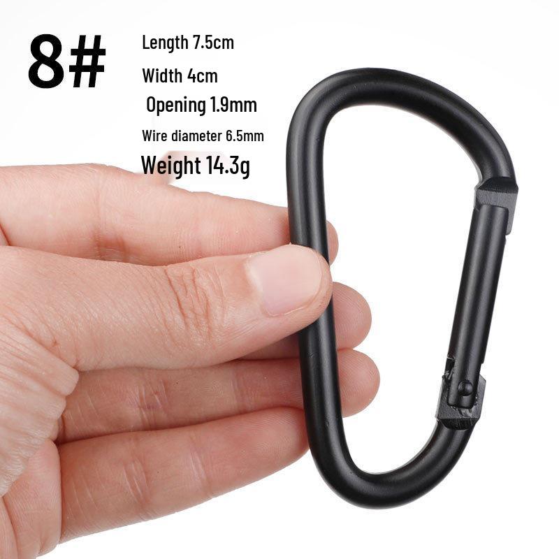 D-Shaped Black Aluminum Carabiner Bluetooth Earphone Case Hook Keychain Ornament