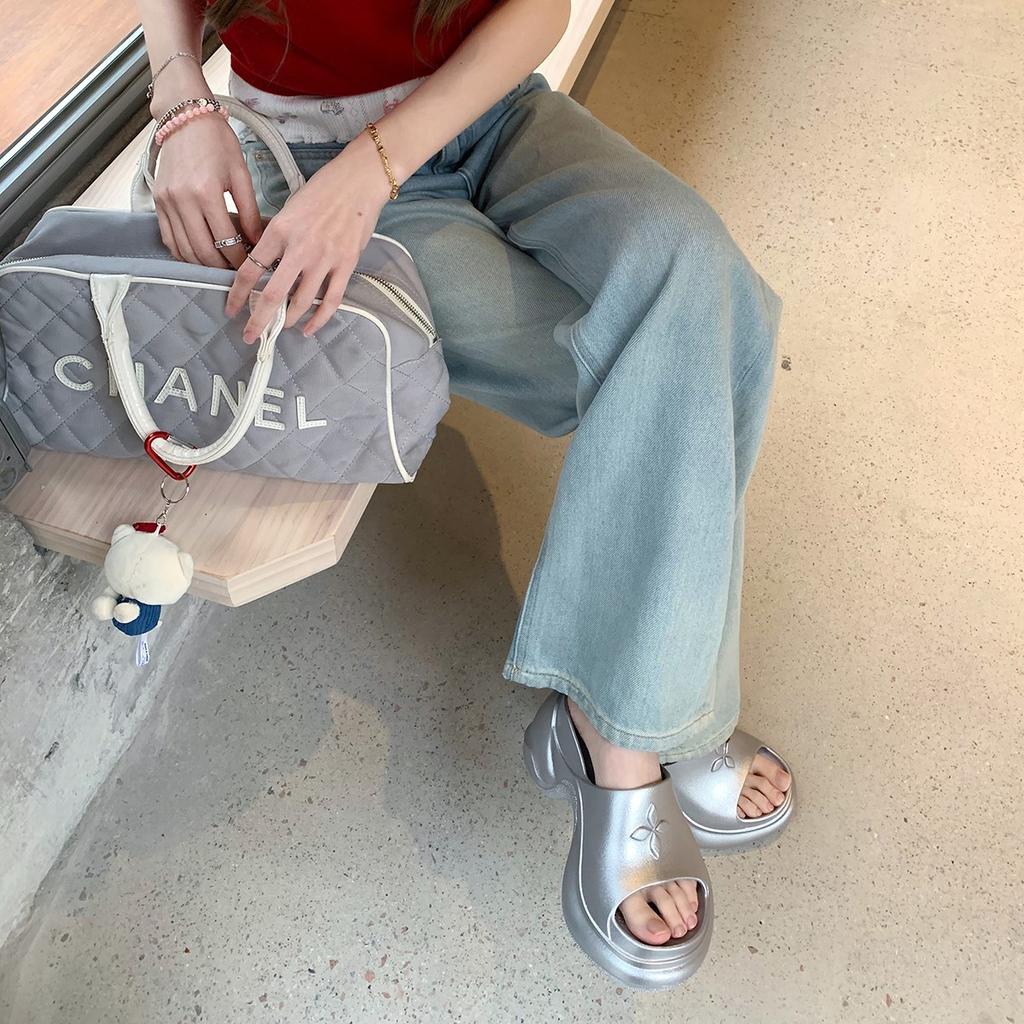 Blue Cabinet, Fashionable Fine Inner Height Increase Thick Bottom EVA Versatile Soft Bottom Beach Slippers Women's New Summer Outer Wear