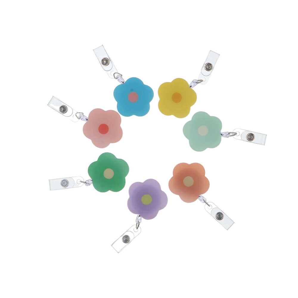 Name Tag Retractable Badge Holder Flower ID Card Holder Kawaii Nurse Badge Reel Doctor Students