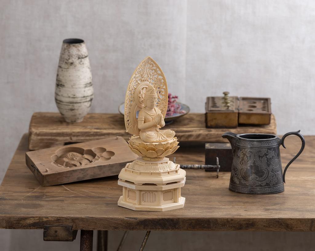 Wooden Buddha Seishi seated Guardian deity of the zodiac for those born in the year of the horse Bosatsu statue, Bosatsu, figure, 22.5cm (wooden