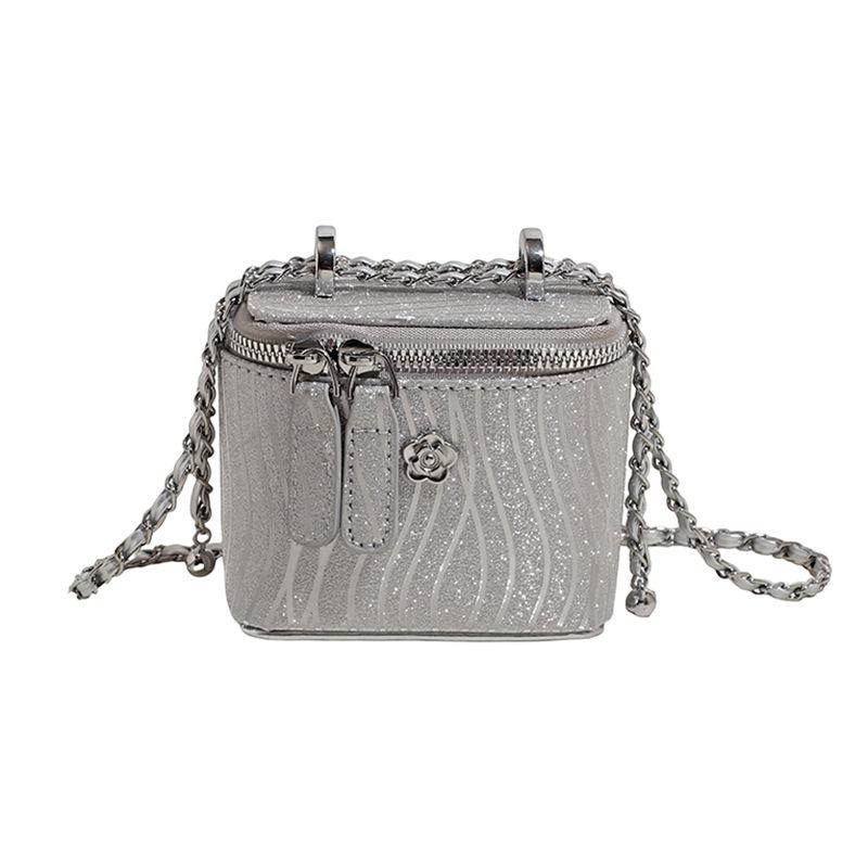 Rhombus embroidery thread shoulder small bag women's new spring and summer versatile chain messenger bag popular portable small square bag