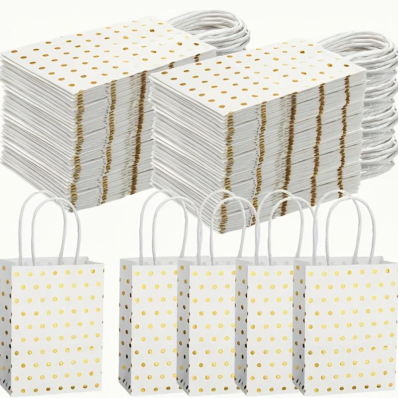 12 White and Gold Foil Gift Bags with Handles, Party Gift Bags, Birthday Bags, Wedding Bags, Christmas Gift Bags