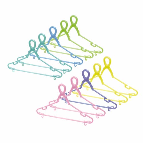 KOKUBO Industries New Catch Hanger Laundry Hangers (Set of 10) Colorful Hangers, No Fly-Away, Made In Japan (Non-Slip, Hooks, Clips)