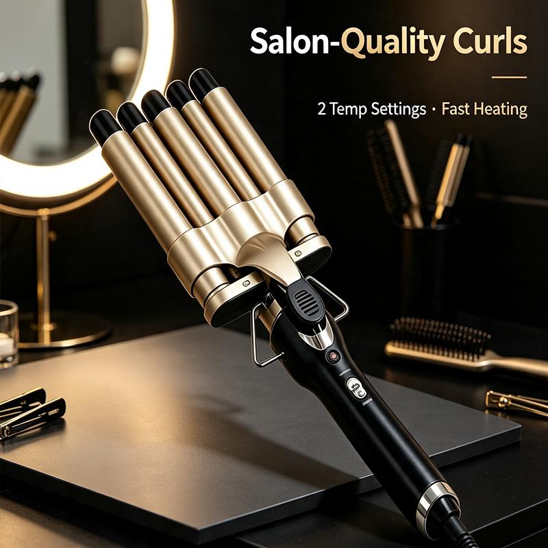 Professional large-bubble curling iron with automatic rotation for waves. Suitable for home use and beauty salons.