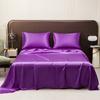 Satin Bed Sheet Sets for Summer Silky Smoooth Top Sheet with Pillowcase Single/Queen/King Ice Cooling Flat Bed Sheet Sets