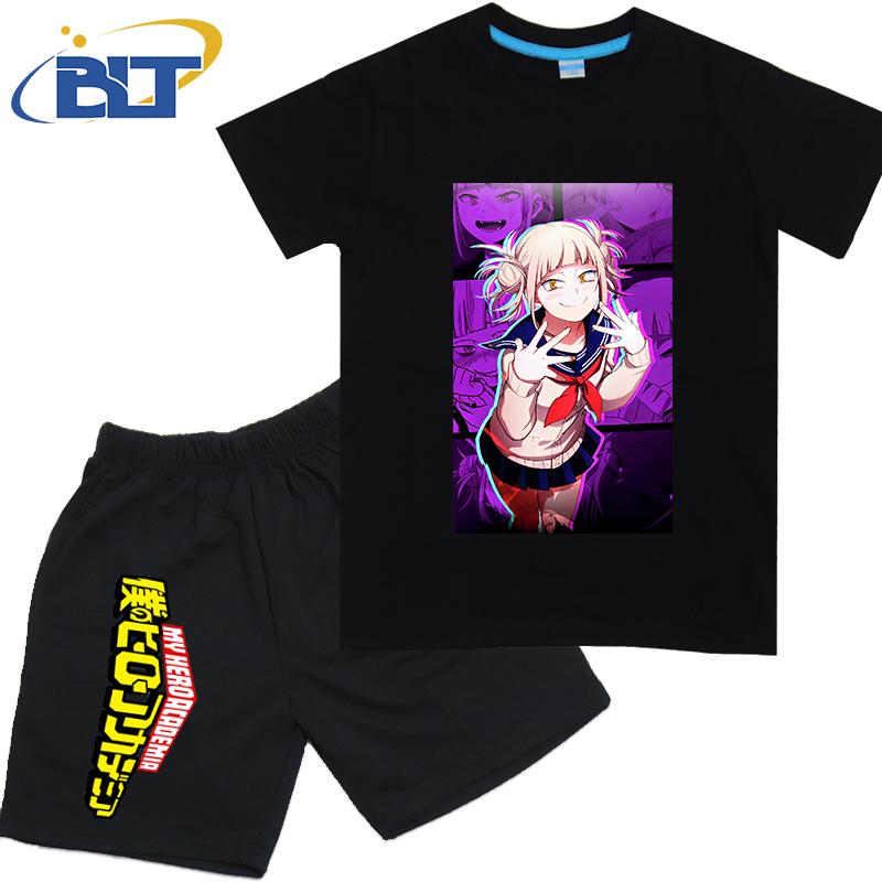 My Hero Academia anime costume kids T-shirt set pure cotton short-sleeved shorts 2-piece set for boys and girls