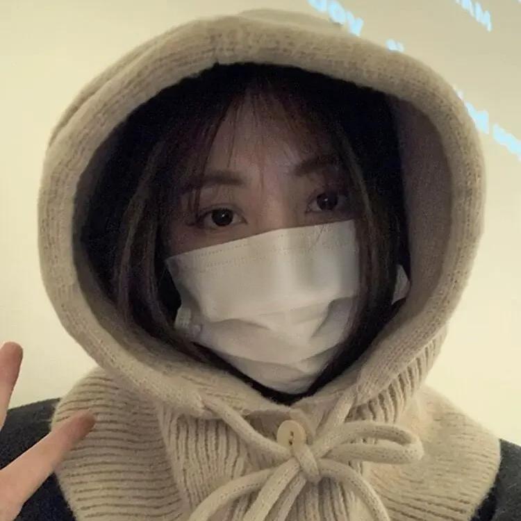 

Зимние толстые шапки-балаклавы для женщин, большие теплые ветрозащитные шапки с капюшоном, корейские модные повседневные шапки