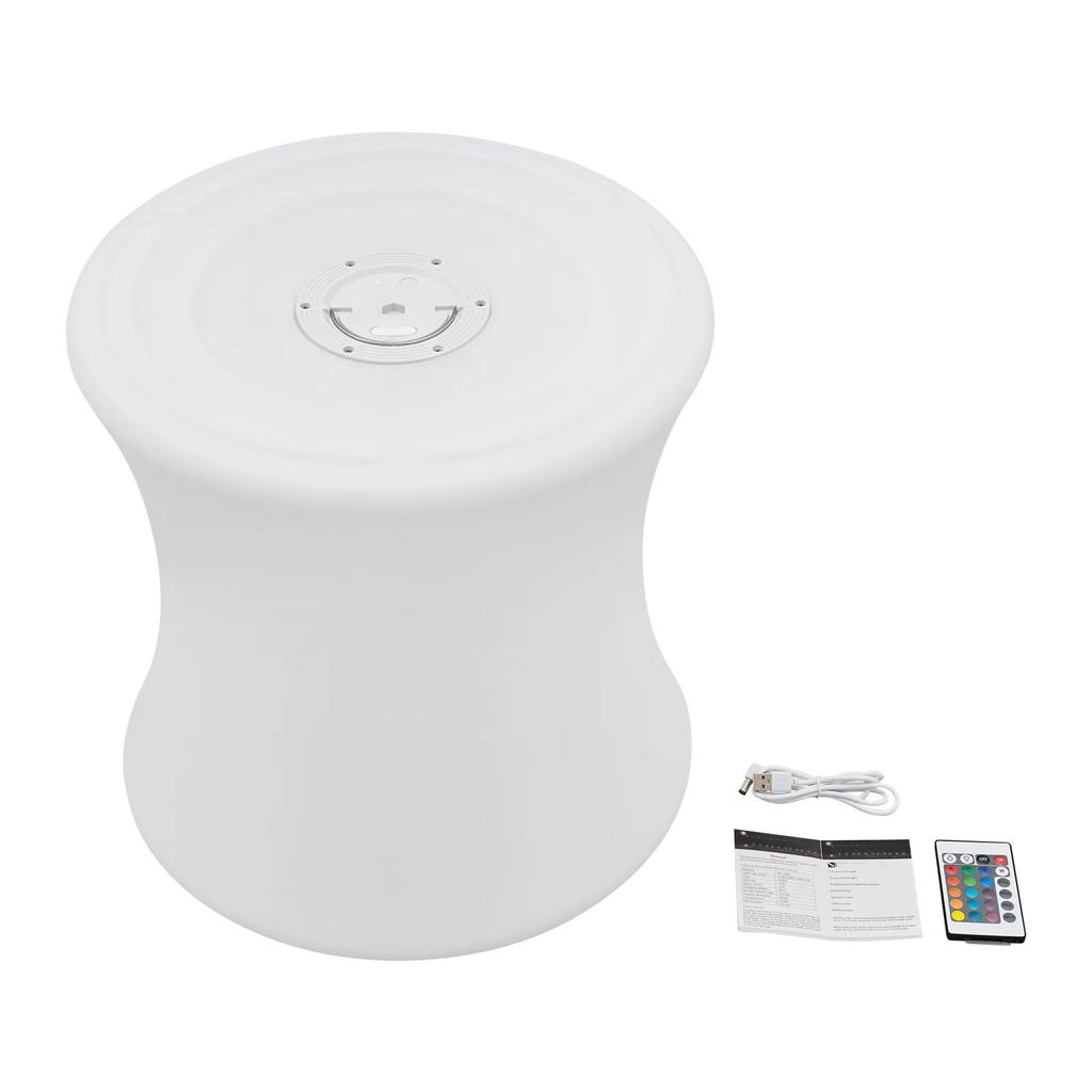 LED Drum-shaped Cube Stool, Stool with Rechargeable LED Light, Ambient Lighting, Night Light Stool 40*40cm for bars, hotels, KTV