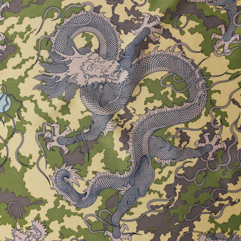 MAYA SAPANA Dragons In the Cloud Silk Square Scarf (Danish Green)