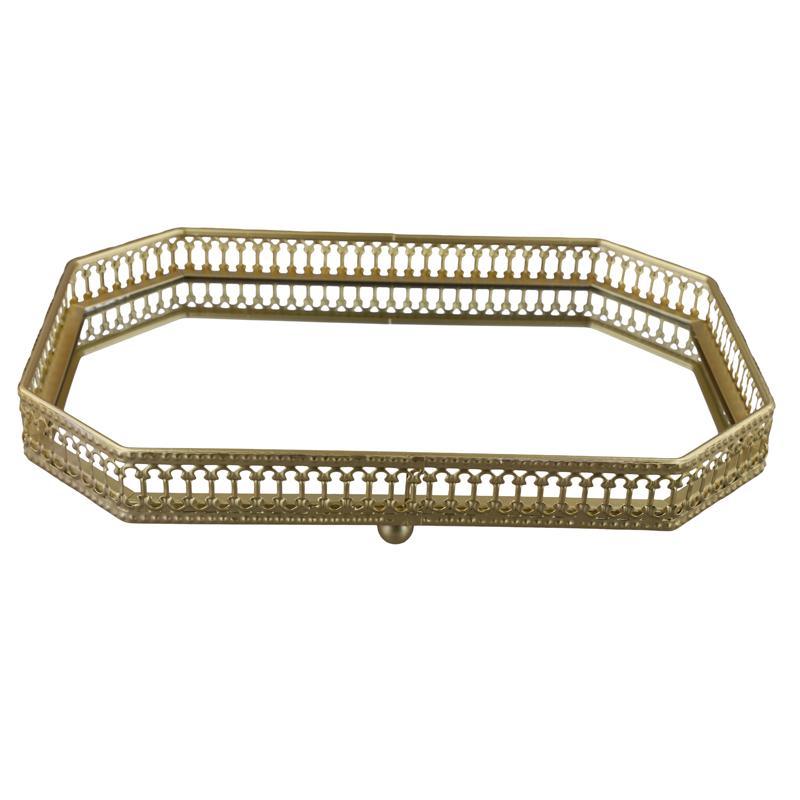 1PC Tray Organizer Bedroom Mirror Base Versatile for Accessories Metal Jewelry Octagonal Elegant 2 Sizes