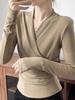 Women's V-Neck Long-Sleeve Crossover Top - Slim, Stylish, Flattering Autumn/Winter Layer