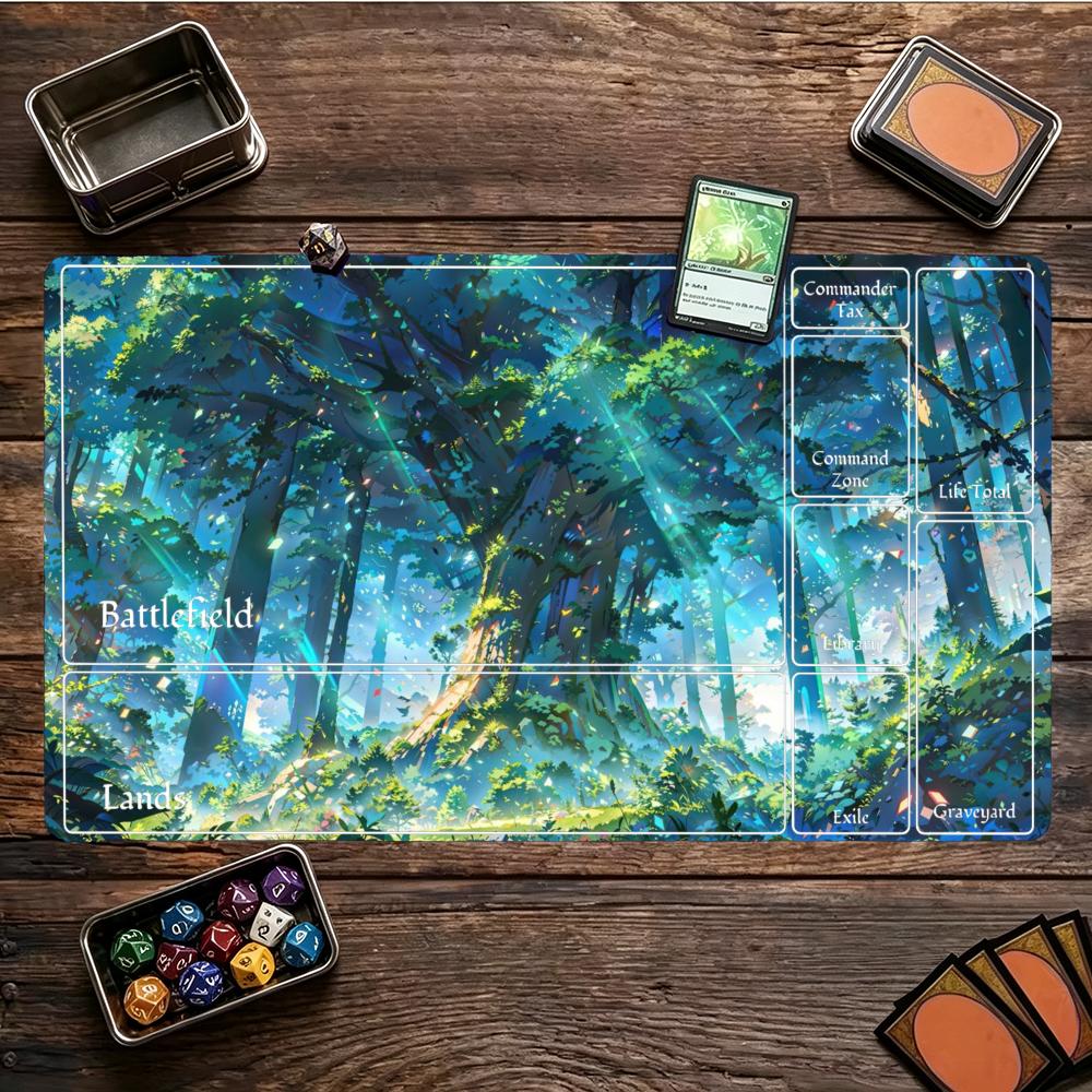Magic Forest Tree Magic Party Mouse Pad Playmat 24X14 Mtg Tcg Office Desk Mat For Work Game Pc Laptop Rug Carpet Mousepad