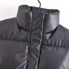 Y2K Herbst Winter Jacke Mantel Damen Kunstleder Kurze Reine Farbe Baumwolle Weste
