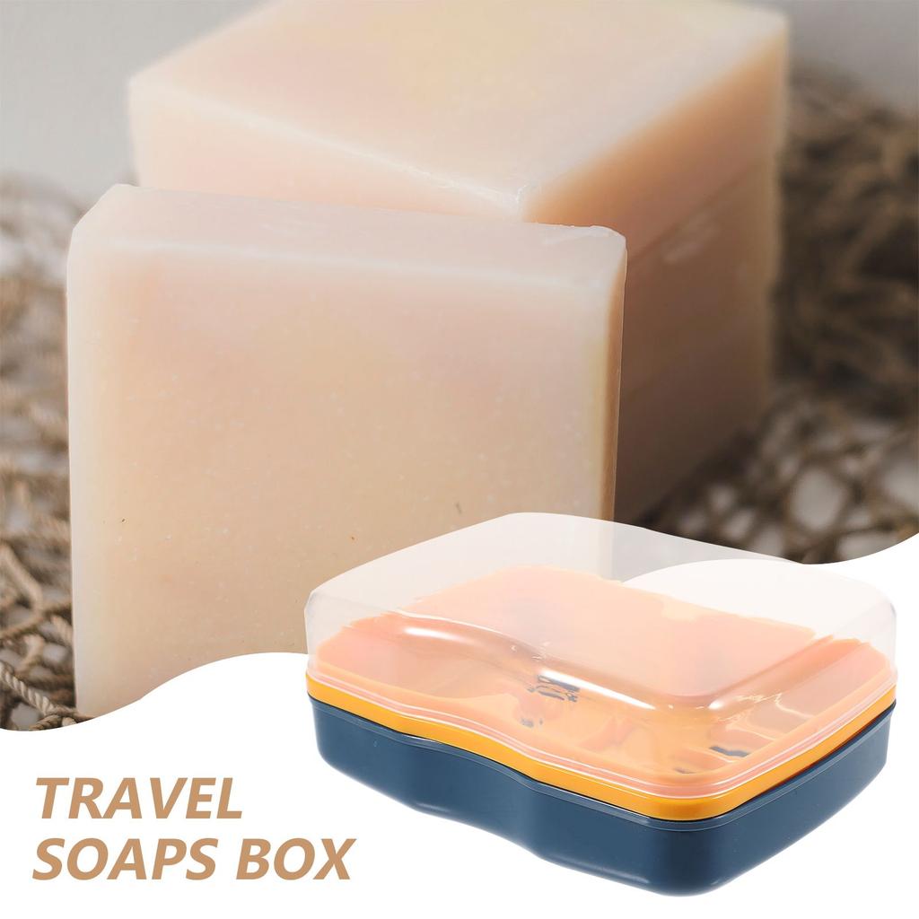 Soap Box 2pcs Plastic Portable Bathroom Soap Holder Dish with Lid for Travel Home Kitchen Shower Container Storage