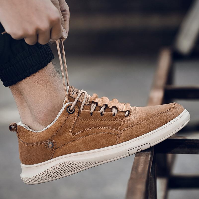 Fashion Men Shoes Leather Casual Suede Shoes Men Non-Slip Rubber Luxury Flats Mens Sneakers Male Leisure Walk Shoes Man Fashion Footwear