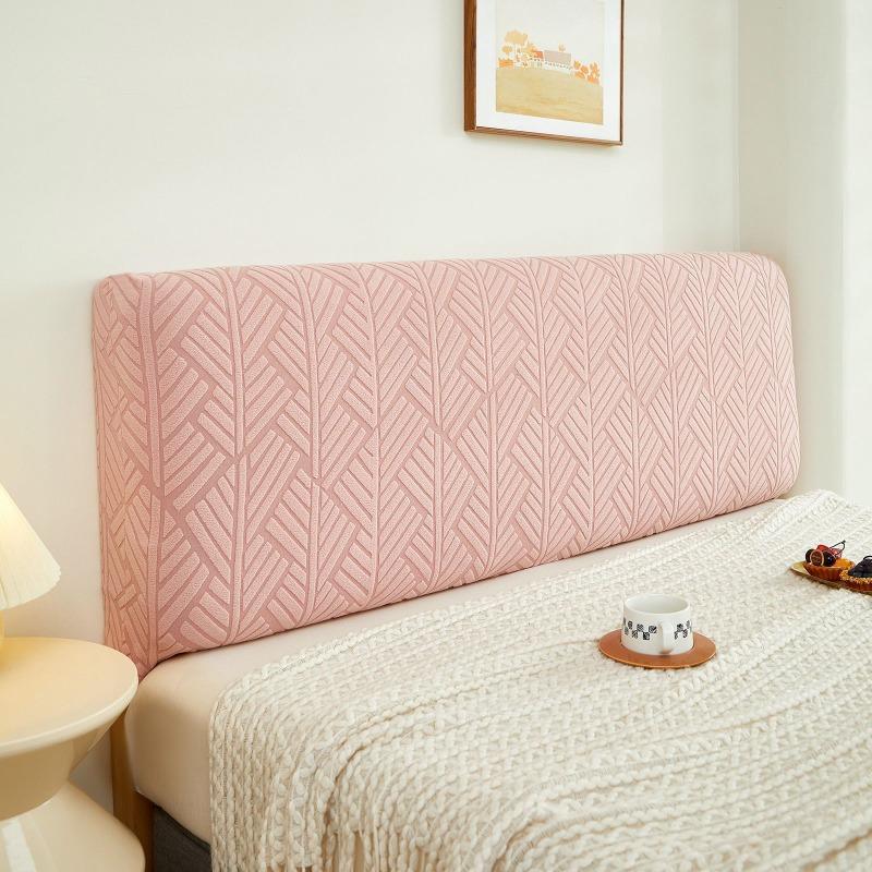 Jacquard Bed Headboard Cover Solid Color Elastic Bed Head Slipcover Leaves Printed All-inclusive Bed Backrest Cover Bedrooms
