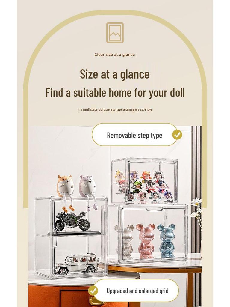 Labubu Figurine Acrylic Display Box - High Transparency Doll Storage Cabinet