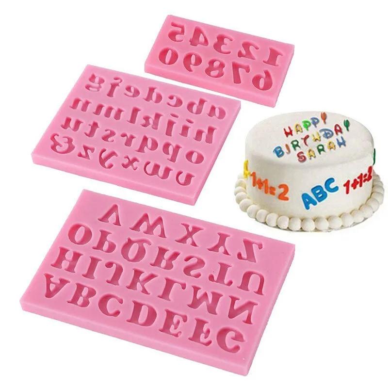 3pcs Letters Silicone Sugar Cake Mold Chocolate Mold Clay Mold Cake Baking Tools