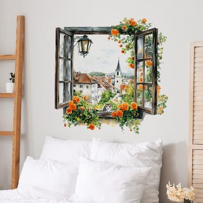 Flower Window Wall Sticker Vinyl Art Sticker for Home Decor Classroom Kids Room Bedroom Self Adhesive Decals