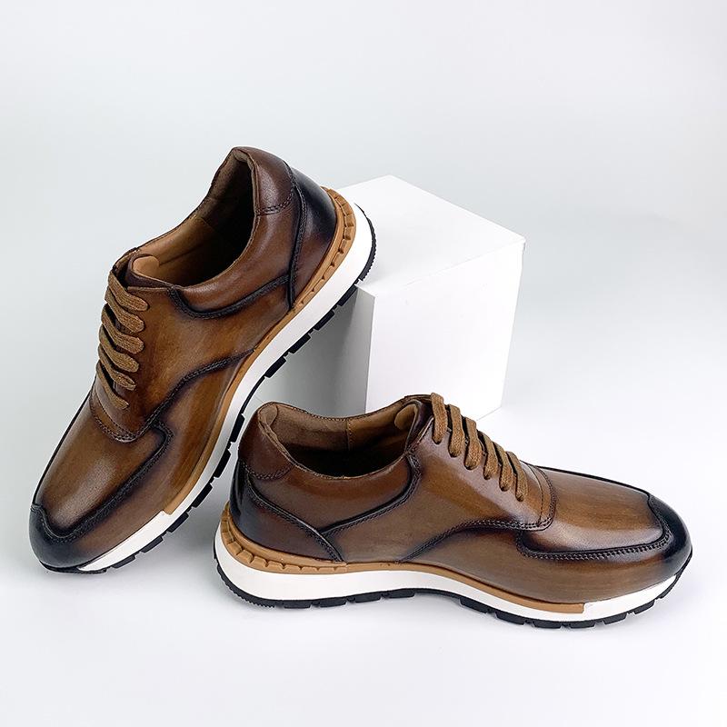 Hochwertige Herren-Freizeit-Sneaker aus echtem Leder im Vintage-Design mit Schnürung für den Außenbereich, Herren-Lederschuhe für Dates, Übergröße 38-46