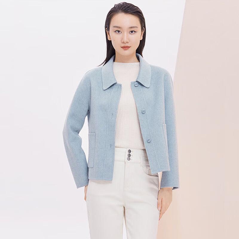 JESSIE Youthful Peter Pan Collar Single-Breasted Short Wool Blend Coat