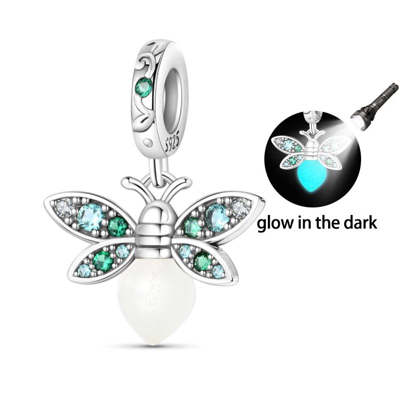 Copper Glow-In-The-Dark Firefly Butterfly Deer Charms Beads Pendants Fit Qikaola Original Bracelets Diy Birthday Jewelry