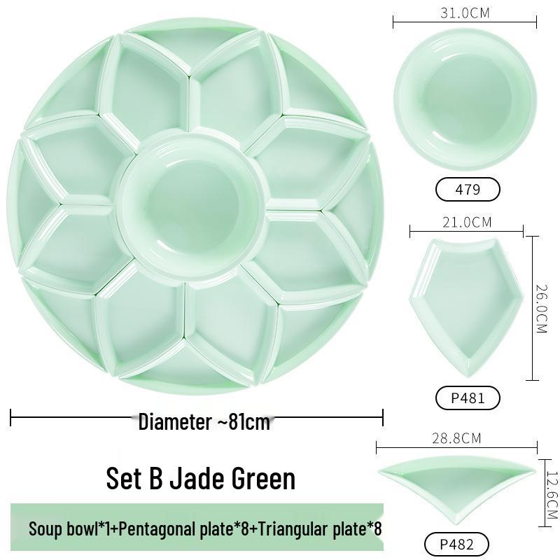 Melamine Platter & Tableware Set: Bowl, Plate, and Dish Set for Hot Pot & New Year's Eve Dinner.