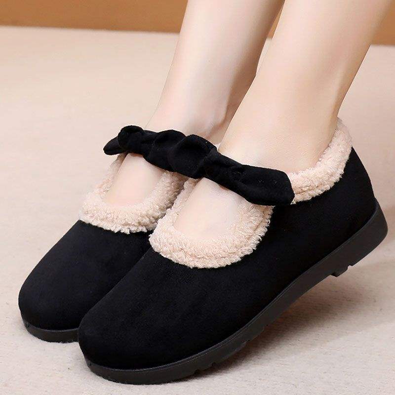 Winter thickened and velvet casual women's cotton shoes, old north cloth shoes, new external wear feeling ugly and cute Mao Mao Doudou shoes