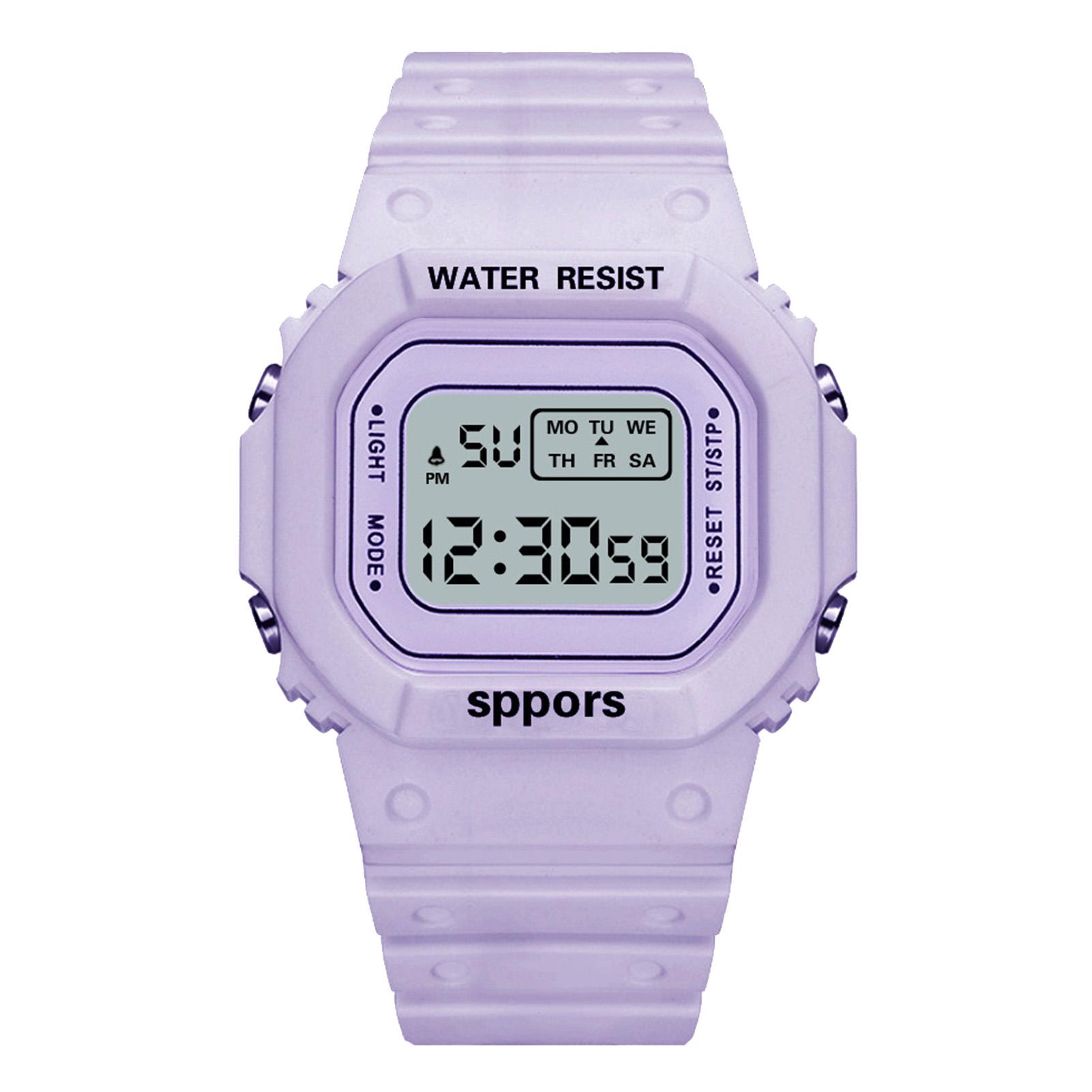 

LED Electronic Sports Watch Waterproof Lightweight Luminous Smartwatch for Boys Girls Pink фиолетовый