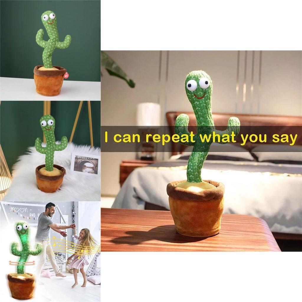 Colorful Light-up Dancing Cactus Stuffed Plant Toy With 120 Songs And Plush Material