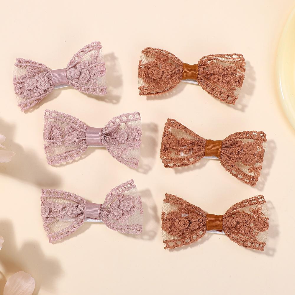 40pcs Lace Embroidery Bow Hair Clip Random Solid Hair Pin Retro Elegant Headband with Clips Girls Kid Hair Accessories Gift