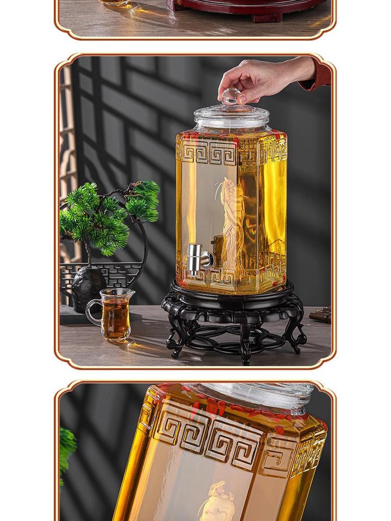 Luxury Sealed Wine & Baijiu Soaking Jar with Faucet for Household Use