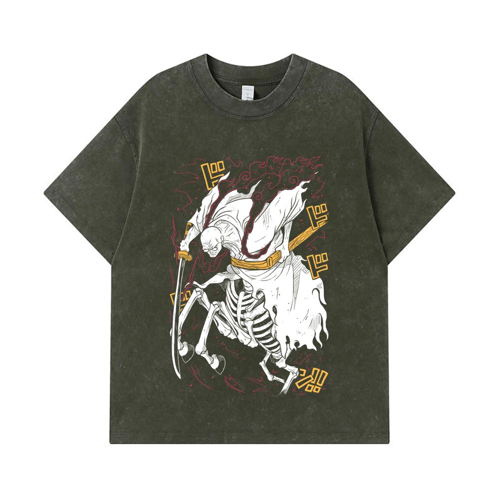 

275 GSM Washed T-shirts 100% Cotton One Piece V14 Nusjuro Print Unisex Heavy Cotton T Shirt S армия зеленый