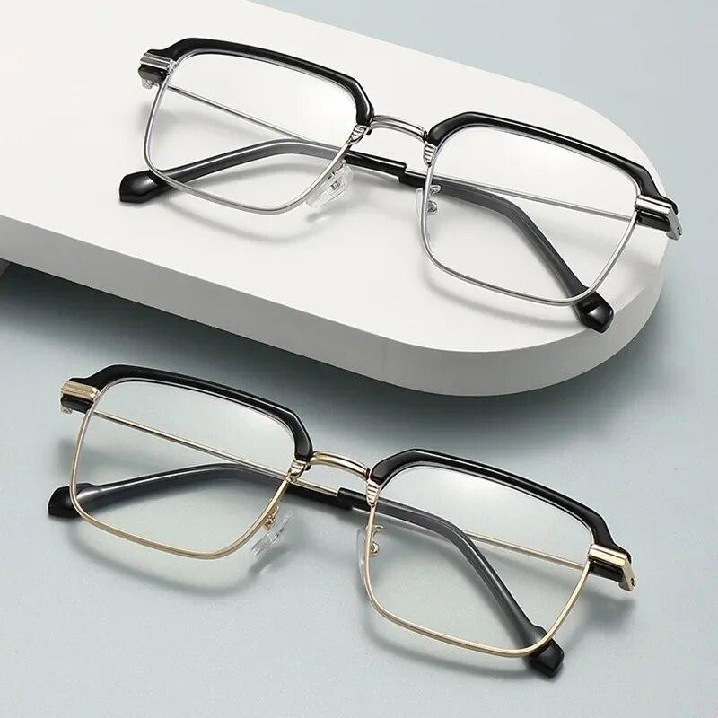 Trendy Photochromic Reading Glasses Half Frame Anti UV Sunglasses Far Sighted Outdoor Eyewear Eye Protection
