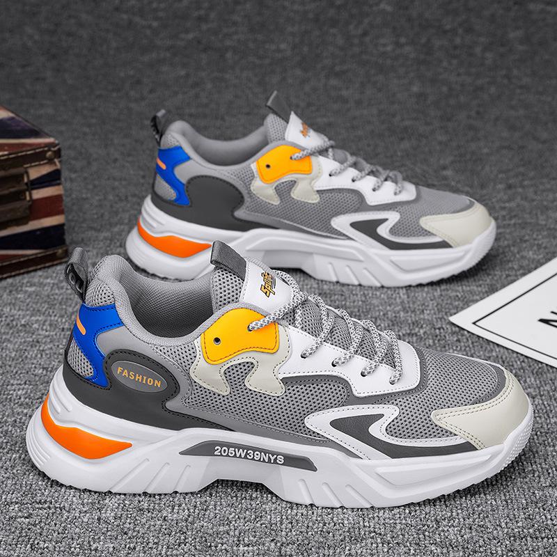 Spring new mesh breathable fashion dad shoes men's low-top lace-up casual sports shoes