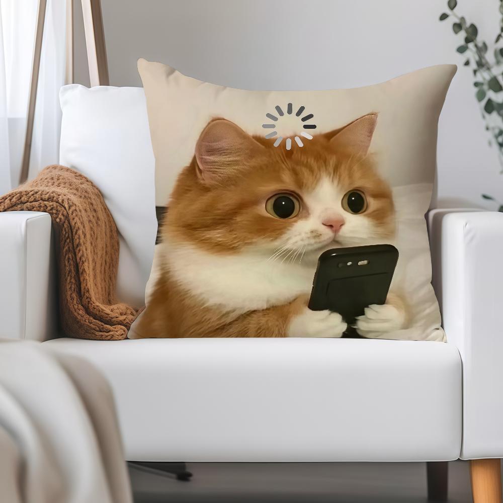 Funny Cat Cartoon Cute Pillow Case Applicable Space For Guest Rooms Interiors Cars Office House Decoration