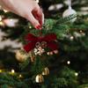 Velvet Bow Christmas Pendant Pinecone Bell Xmas Tree Hanging Ornament Christmas Home Door Handle Hanging New Year Decor