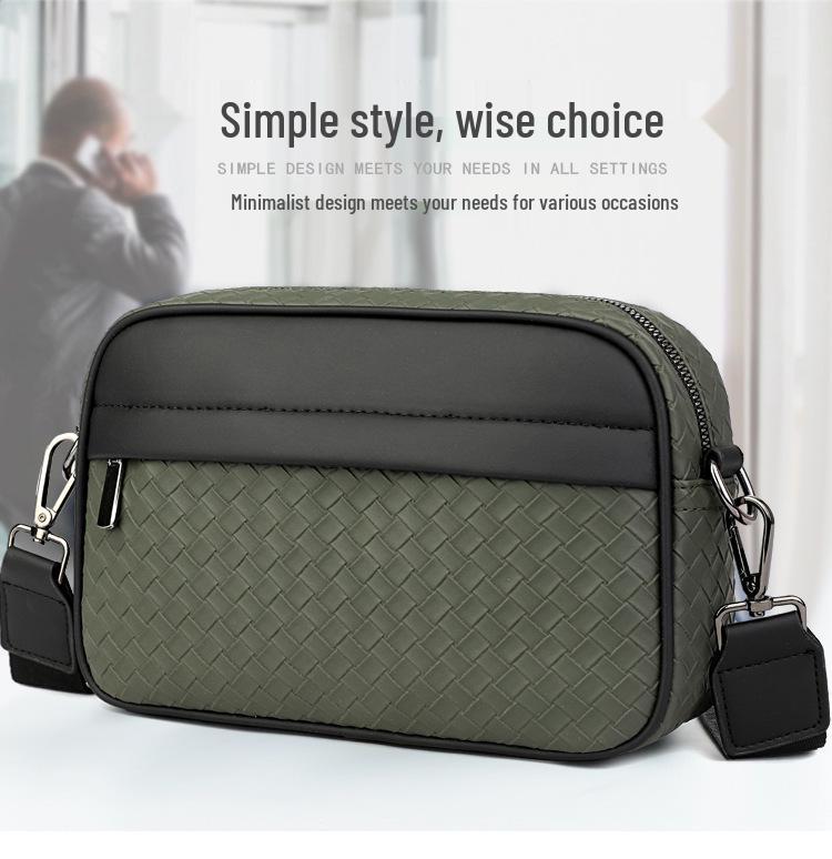 Men's Crossbody Woven Square Bag - Casual, Trendy, Sporty, High-Grade Business Storage