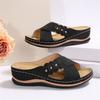 Sandales compensées à imprimé floral pour femmes - Chaussons d'été pour la plage et décontractés, Sandales compensées | Design à boucle