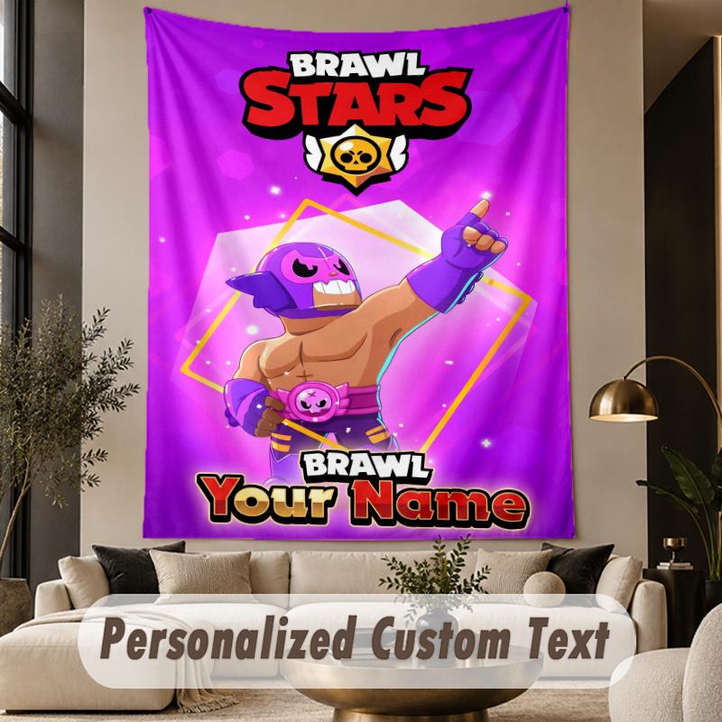 Custom Text Tapestry Brawl Stars Print Wall Tapestry Indoor Living Room Wall Decor