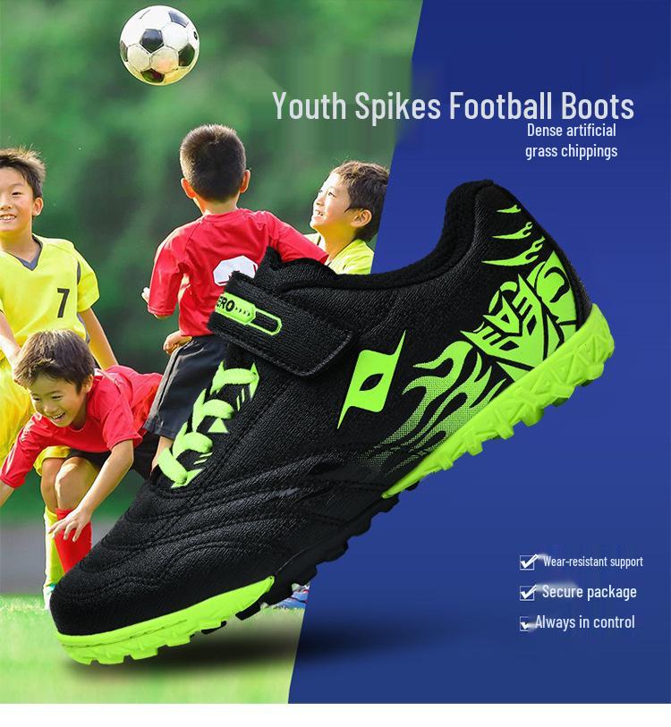 Xisailong Kids' Soccer Shoes, Velcro, TF Studs, for Primary & Middle School Students