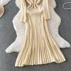Retro V-Neck Thick-Knit Dress for Women Autumn Winter Elegant Solid Twist Jacqurd Slim Sweater Fishtail Dress