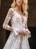 Summer New Wedding Dress Formal Lace Long Sleeve Evening Gown