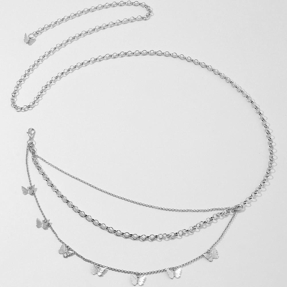 

Retro butterfly element multi-layer fringed body chain, personalized versatile geometric waist chain