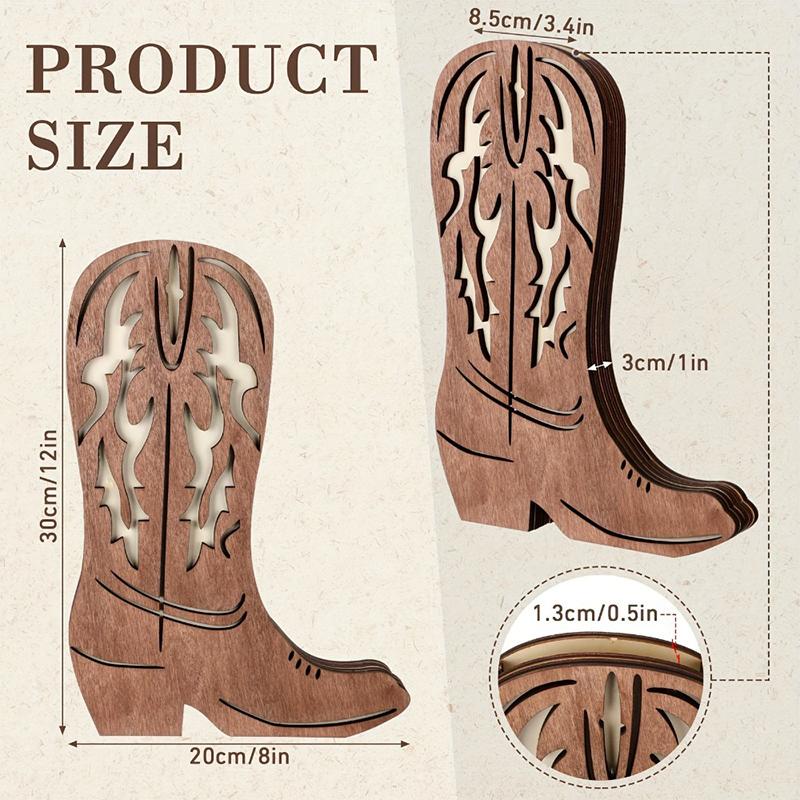 Wooden Cowgirl Cowboy Boot Vase Cowboy Boots Wall Planter Dried Flower Plant Shelf Wall Hanging Indoor Vase Hanging Art Ornament