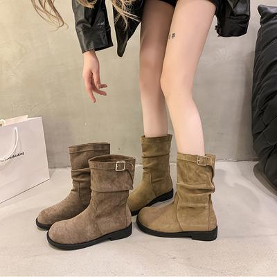 Spring Autumn Belt Buckle Women Ankle Boots Fashion Square Low Heels Casual Short Bootas Ladies Slip On Shoes
