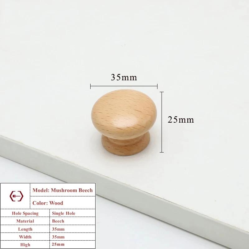 Walnut Beech Kitchen Cabinet Handle Drawer Solid Wood Furniture Door Drawer Round Knob Cupboard Wooden Handle Hardware Long Pull