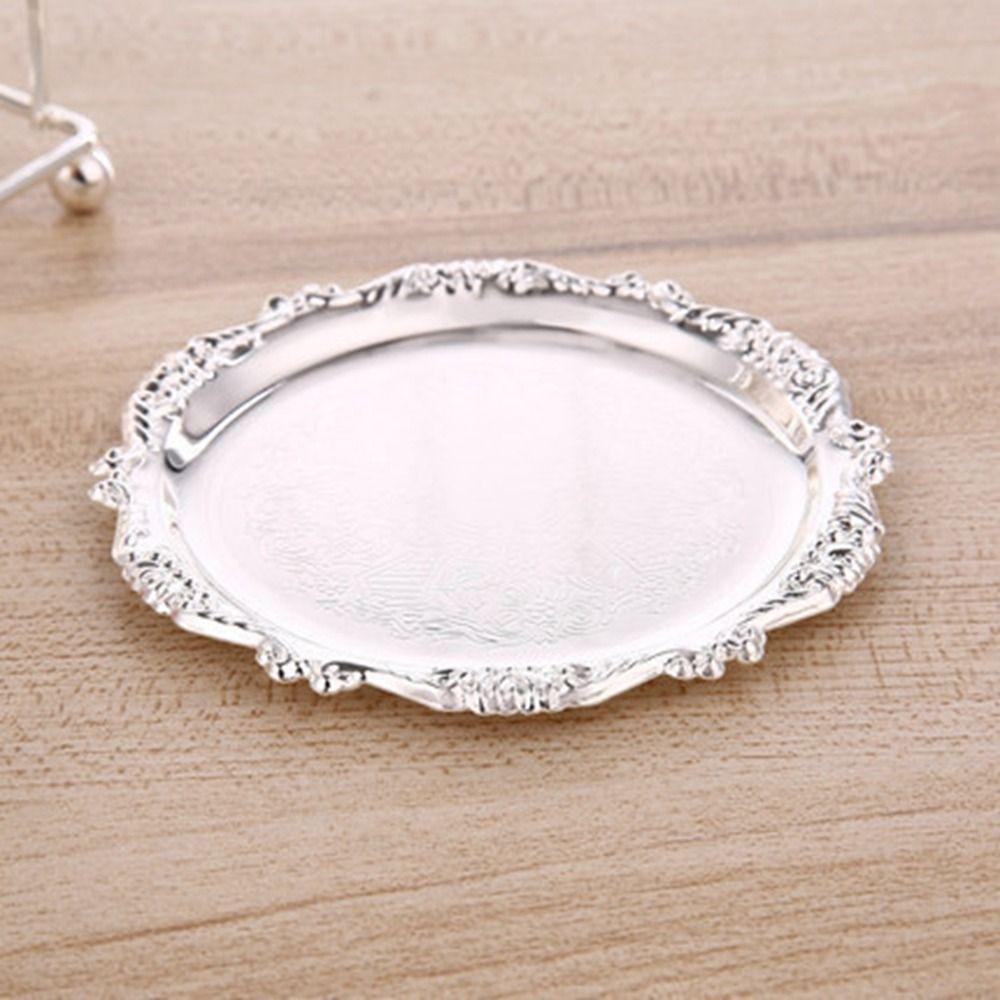 7 Pcs/set Plated Patterned Cup Mat Carved Metal Cake Tray Vintage European Decor Racks  Cocktail