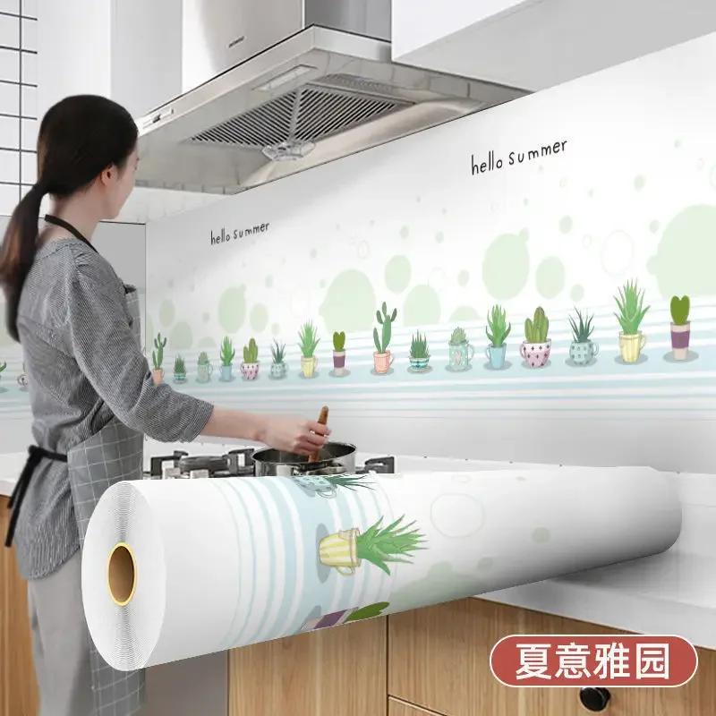 Kitchen Stove Oil-proof Sticker Waterproof High Temperature Resistant Wallpapers Kitchen Decoration Self Adhesive Contact Paper