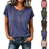 Women's Casual V Neck Button Down Short Sleeve Top Lightweight Soft Fabric Relaxed Fit Blouse Suitable for Daily Wear and Outdoor Activities
